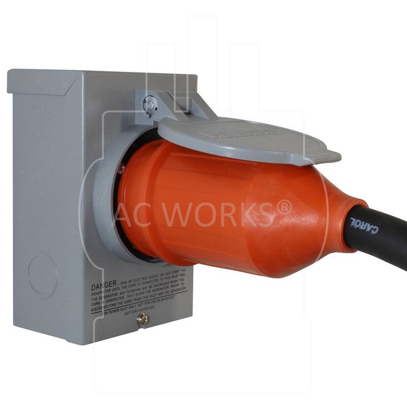 AC WORKS 50 ft. L14-30P 30 Amp 4-Prong Locking Plug to CS6364 50 Amp Connector Temp Power Cord - TEL1430-050E