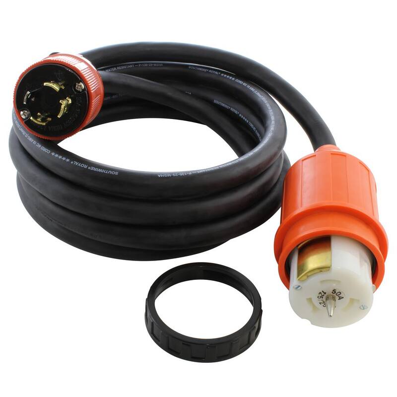 AC WORKS 50 ft. L14-30P 30 Amp 4-Prong Locking Plug to CS6364 50 Amp Connector Temp Power Cord - TEL1430-050E