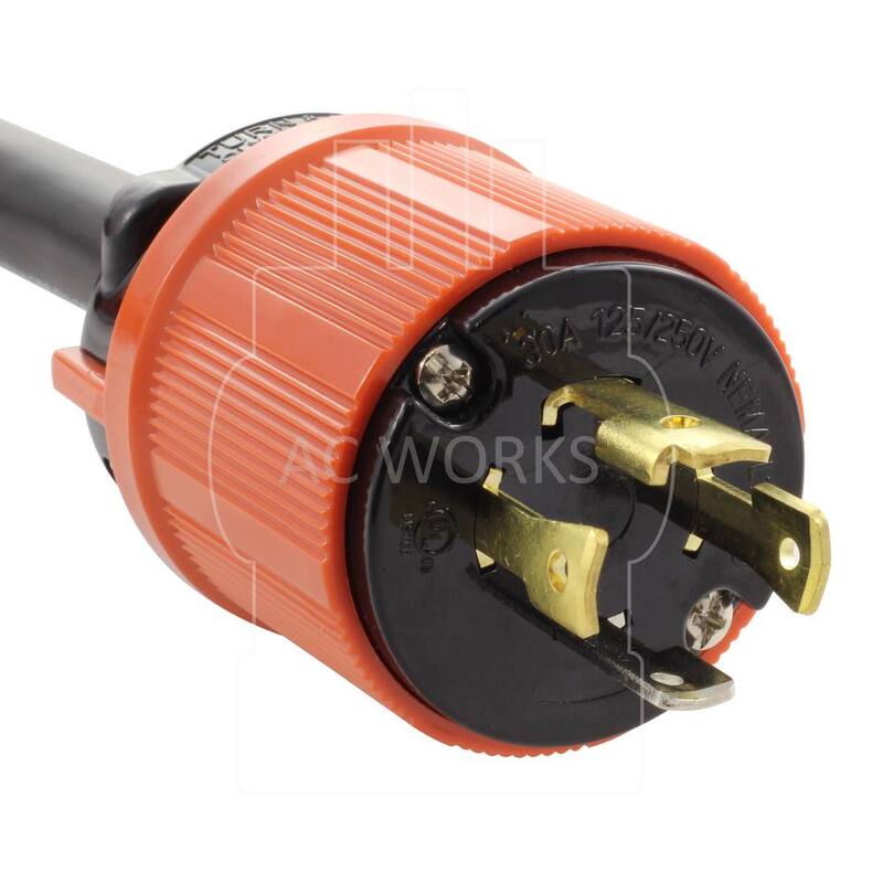 AC WORKS 50 ft. L14-30P 30 Amp 4-Prong Locking Plug to CS6364 50 Amp Connector Temp Power Cord - TEL1430-050E