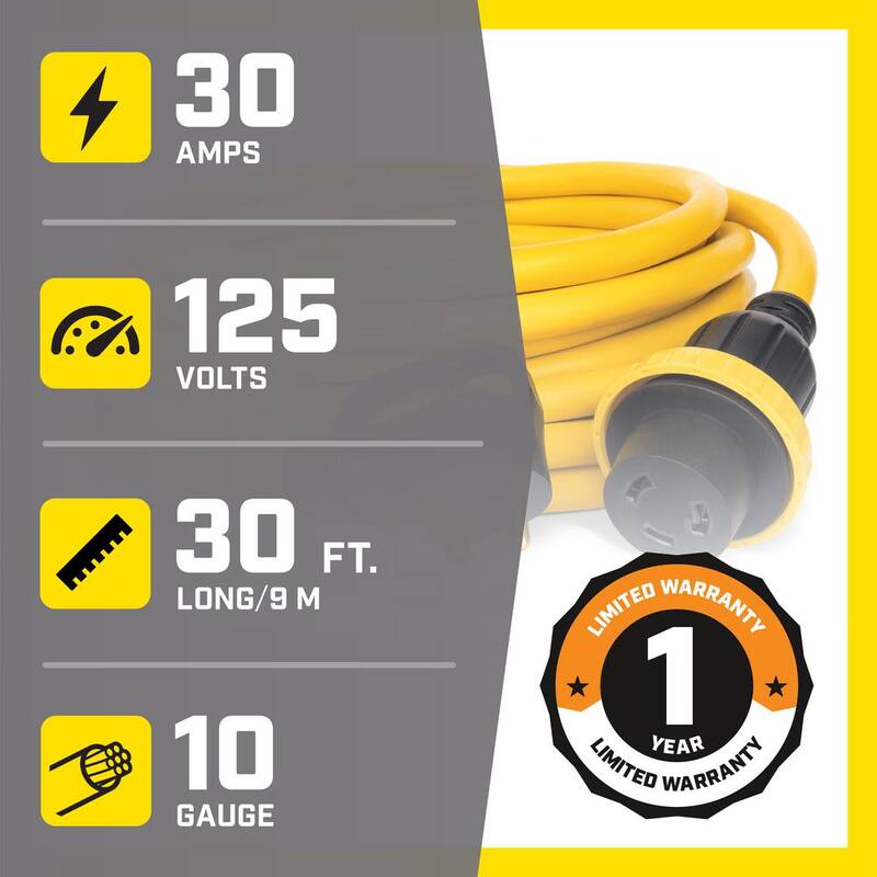 Champion Power Equipment 30-Ft. 30-Amp 125-Volt RV Generator Power Cord - 100827