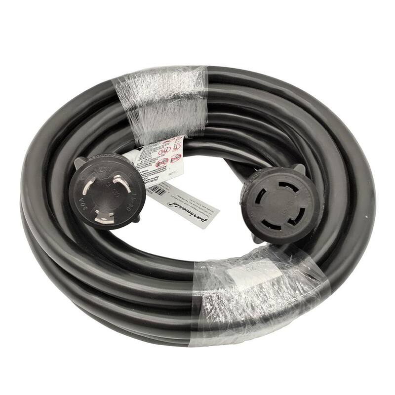 parkworld 20 ft. 125-Volt 30 Amp 3-Prong Locking NEMA L5-30P Plug to 4-Prong L14-30R Generator Adapter Cord (2 Hots Bridged) - 886009