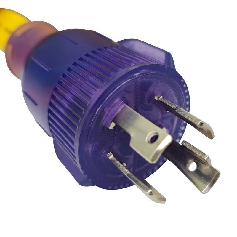 parkworld 50 ft. 10/4 30 Amp 125-Volt L14-30 to 4 x 5-20R/5-15R with (2) Circuit Breakers Flat Generator Extension Cord,Yellow - 64583