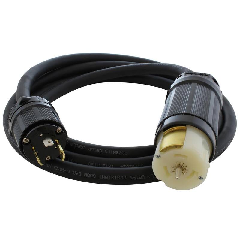 AC WORKS 10 ft. Temp Power L5-30P 30 Amp 3-Prong Locking Plug to CS6364 50 Amp Connector - TEL530-010