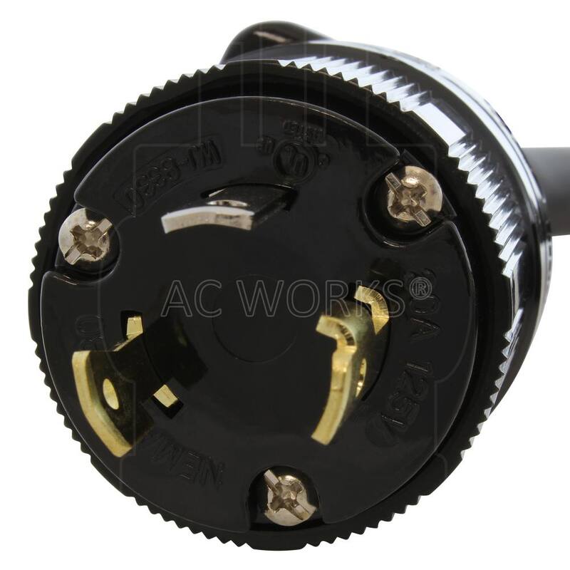 AC WORKS 10 ft. Temp Power L5-30P 30 Amp 3-Prong Locking Plug to CS6364 50 Amp Connector - TEL530-010