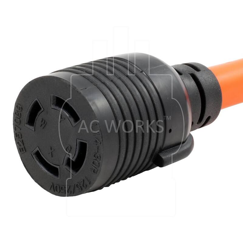 AC WORKS AC Connectors 1.5 ft. 10/4 30 Amp 4-Prong Dryer Plug to L14-30R 4-Prong 30 Amp Generator Locking Female - S1430L1430-018