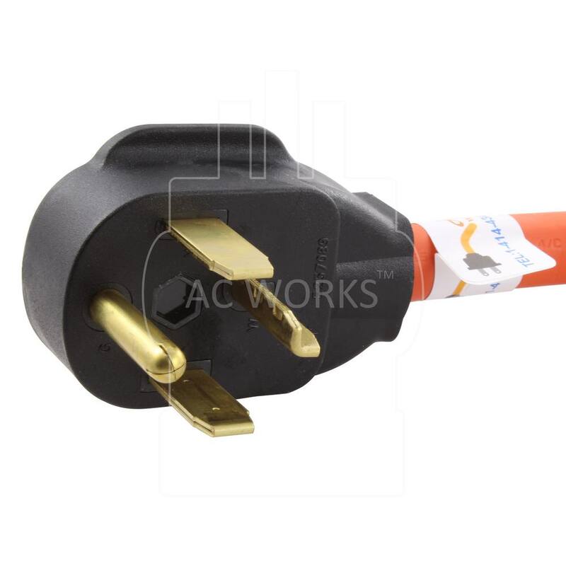 AC WORKS AC Connectors 1.5 ft. 10/4 30 Amp 4-Prong Dryer Plug to L14-30R 4-Prong 30 Amp Generator Locking Female - S1430L1430-018