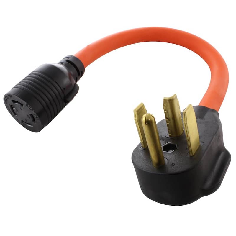 AC WORKS AC Connectors 1.5 ft. 10/4 30 Amp 4-Prong Dryer Plug to L14-30R 4-Prong 30 Amp Generator Locking Female - S1430L1430-018