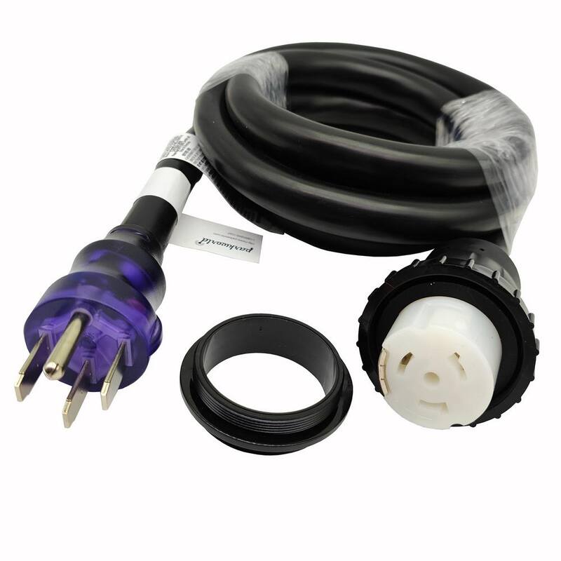 parkworld 10 ft. STW 6/3+8/1 RV/Marine 50 Amp 125/250-Volt NEMA 14-50P Straight Plug to Twist Lock SS2-50R Generator Power Cord - 63296