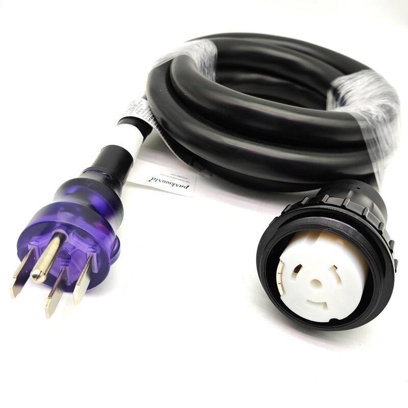 parkworld 10 ft. STW 6/3+8/1 RV/Marine 50 Amp 125/250-Volt NEMA 14-50P Straight Plug to Twist Lock SS2-50R Generator Power Cord - 63296
