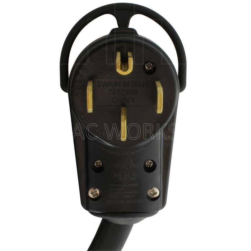 AC WORKS 10 ft. NEMA 14-50 50 Amp RV/Generator Plug to PDU Outlet Box (GFCI and Breakers) - S1450PDU-010