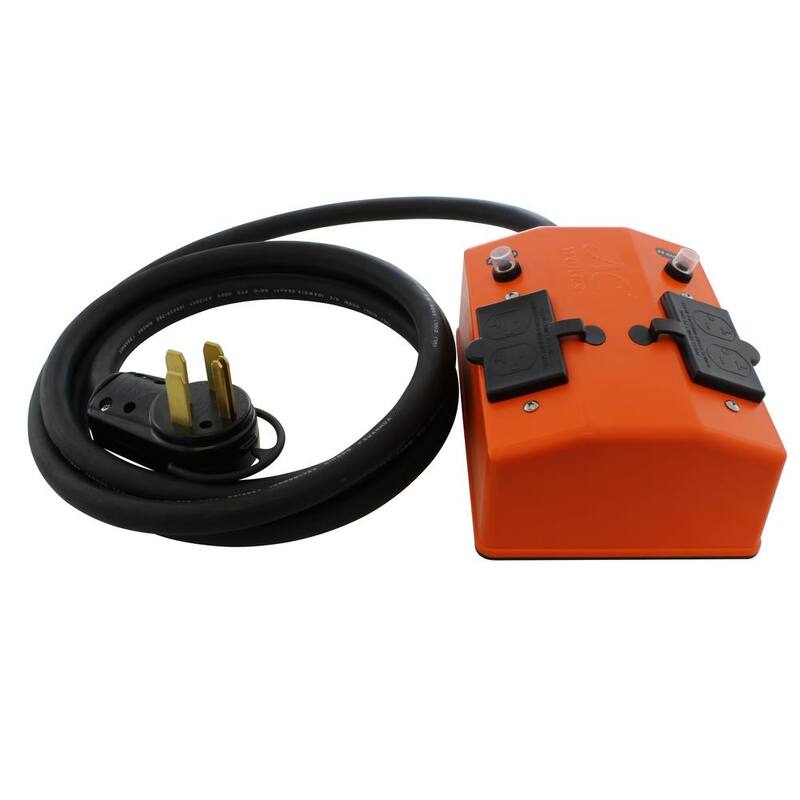 AC WORKS 10 ft. NEMA 14-50 50 Amp RV/Generator Plug to PDU Outlet Box (GFCI and Breakers) - S1450PDU-010