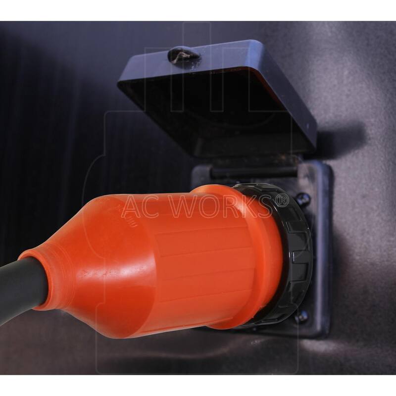 AC WORKS 50 ft. Generator L14-30P 30 Amp 4-Prong Plug to 50 Amp RV/Marine Power Inlet Adapter Cord - L1430M50-050E