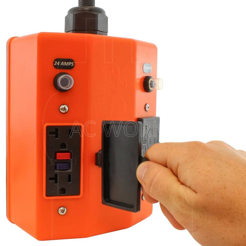 AC WORKS 10 ft. NEMA L14-30 4-Prong 30 Amp Generator Locking Plug to PDU Outlet Box (GFCI and Breakers) - L1430PDU-010