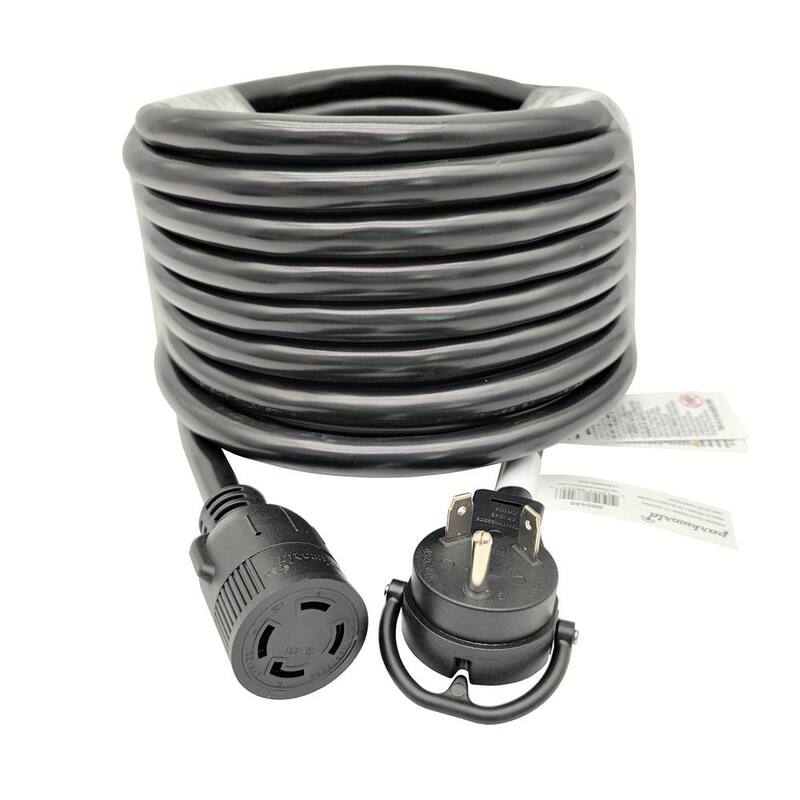parkworld 50 ft. 10/3 3-Wire RV 30 Amp 125-Volt NEMA TT-30P Plug to Generator L14-30R Transfer Switch Adapter Cord(2-Hots Bridged) - 885446D