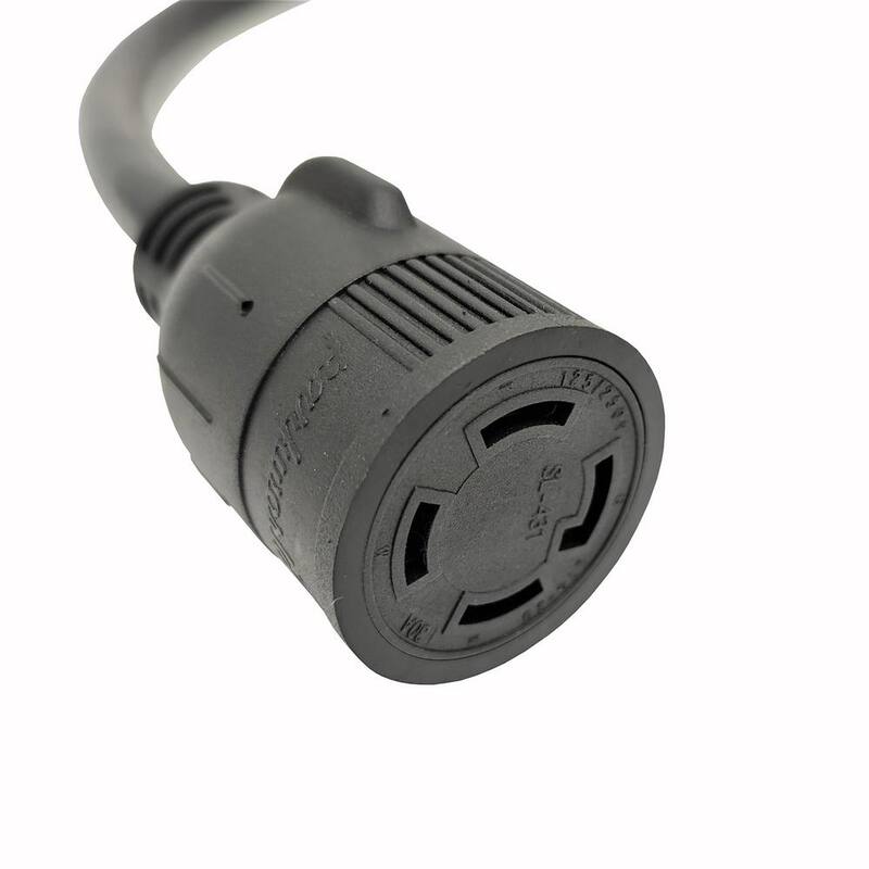 parkworld 50 ft. 10/3 3-Wire RV 30 Amp 125-Volt NEMA TT-30P Plug to Generator L14-30R Transfer Switch Adapter Cord(2-Hots Bridged) - 885446D
