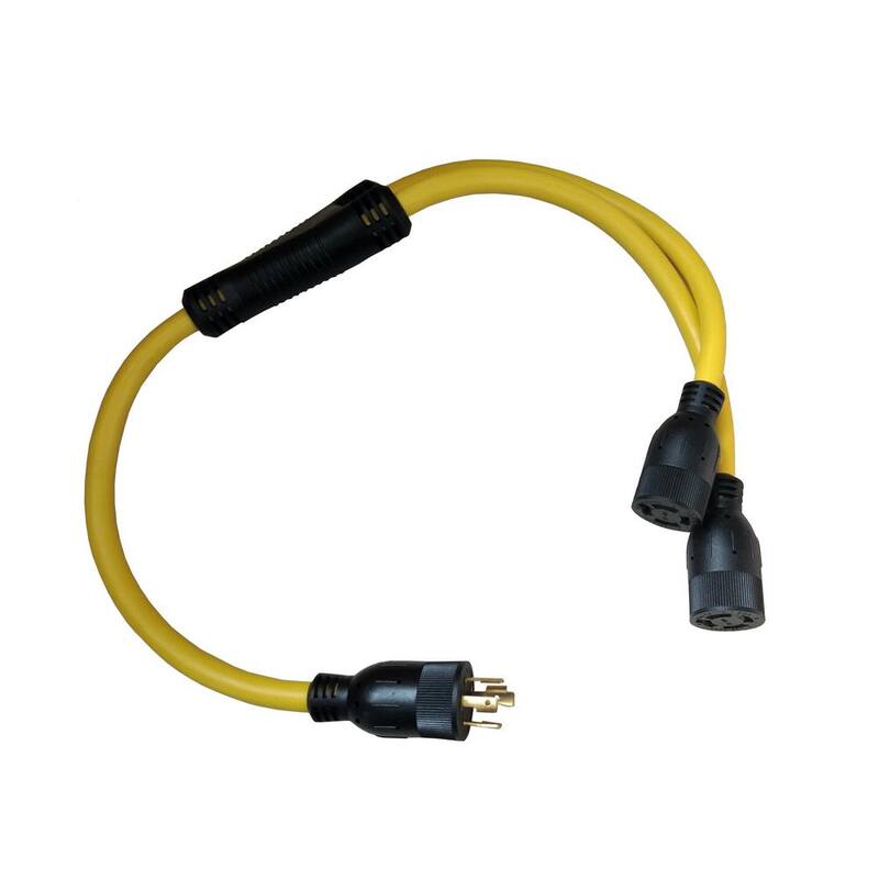 parkworld 3 ft. 125/250-Volt 20 Amp Generator 4-Prong L14-20 Splitter Cord NEMA L14-20P to (2) L14-20R Receptacle Y Adapter Cord - 885866