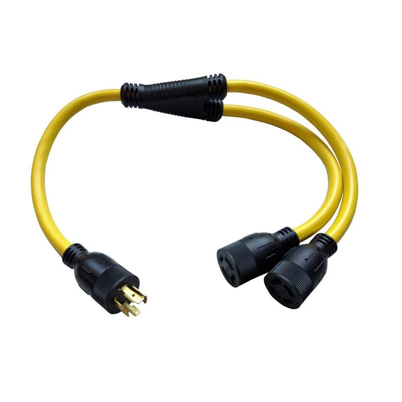 parkworld 3 ft. 125/250-Volt 20 Amp Generator 4-Prong L14-20 Splitter Cord NEMA L14-20P to (2) L14-20R Receptacle Y Adapter Cord - 885866