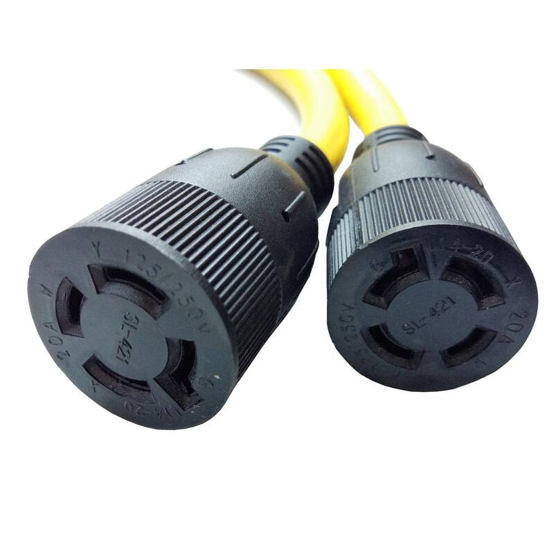 parkworld 3 ft. 125/250-Volt 20 Amp Generator 4-Prong L14-20 Splitter Cord NEMA L14-20P to (2) L14-20R Receptacle Y Adapter Cord - 885866