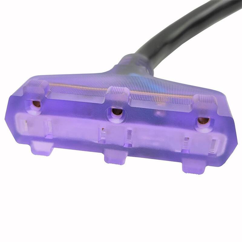 parkworld 1.5 ft. 10/3 3-Wire 30 Amp 125-Volt Generator Locking NEMA L5-30 Plug to 3 x 5-15R 110-Volt/125-Volt Tri-Outlets Adapter - 61414A