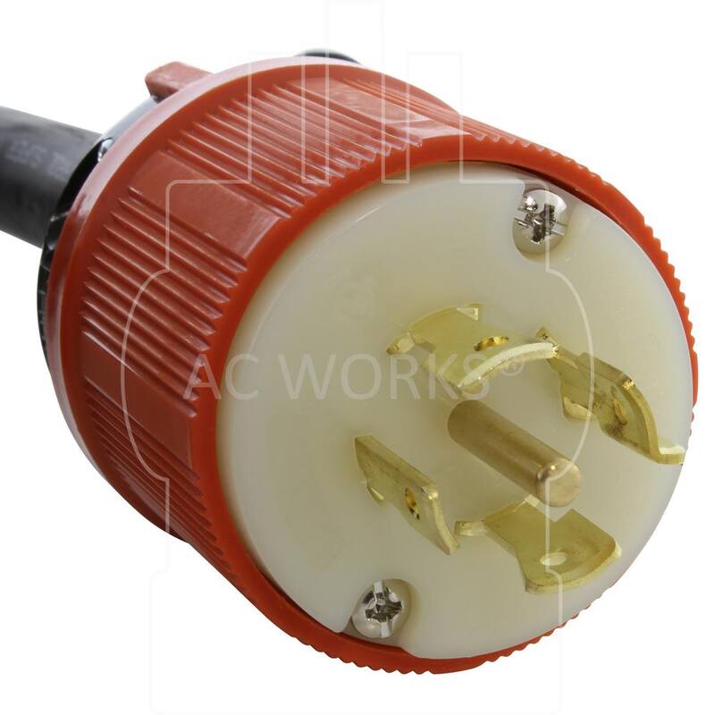 AC WORKS 50 ft. NEMA L21-20 5-Prong Locking Plug to PDU Outlet Box (GFCI and Breakers) - L2120PDU-050