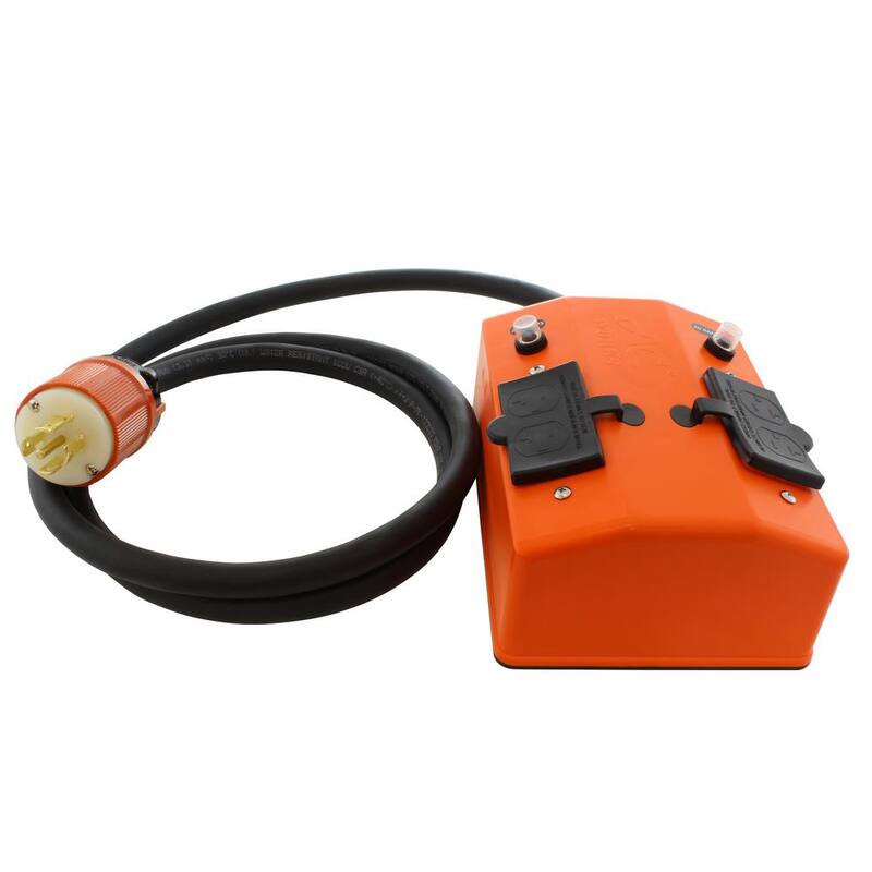 AC WORKS 50 ft. NEMA L21-20 5-Prong Locking Plug to PDU Outlet Box (GFCI and Breakers) - L2120PDU-050