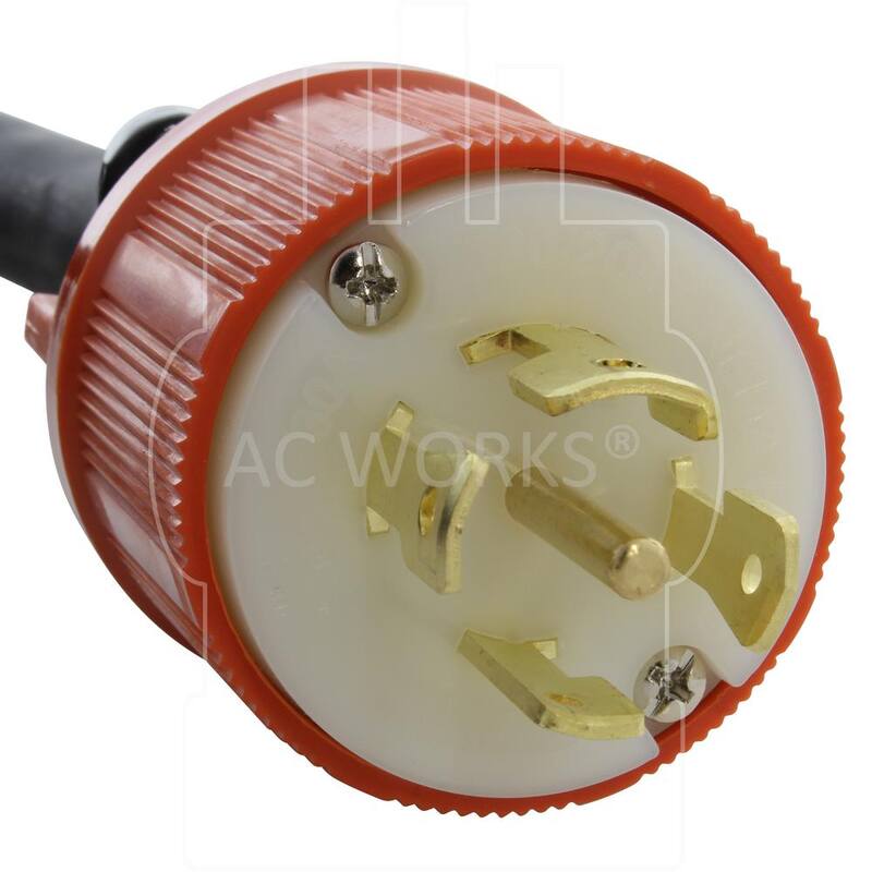 AC WORKS 25 ft. Nema L21-30 30 Amp 5-Prong Locking Plug to PDU OUTLET BOX (GFCI and Breakers) - L2130PDU-025