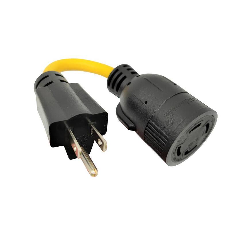 parkworld 8 in. 12/3 SJTW 3-Wire Household Regular 15 Amp Plug 5-15P to L14-30R Generator 4-prong 30 Amp Receptacle Adapter Cord - 885477