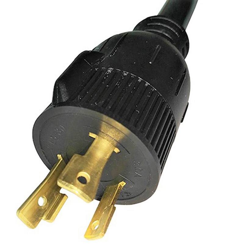 parkworld 1 ft. 10/3 STW 3-Wire Generator 30 AMP 3-prong L5-30P Plug to 4-prong L14-30R (2 Hots Bridged) - 885033