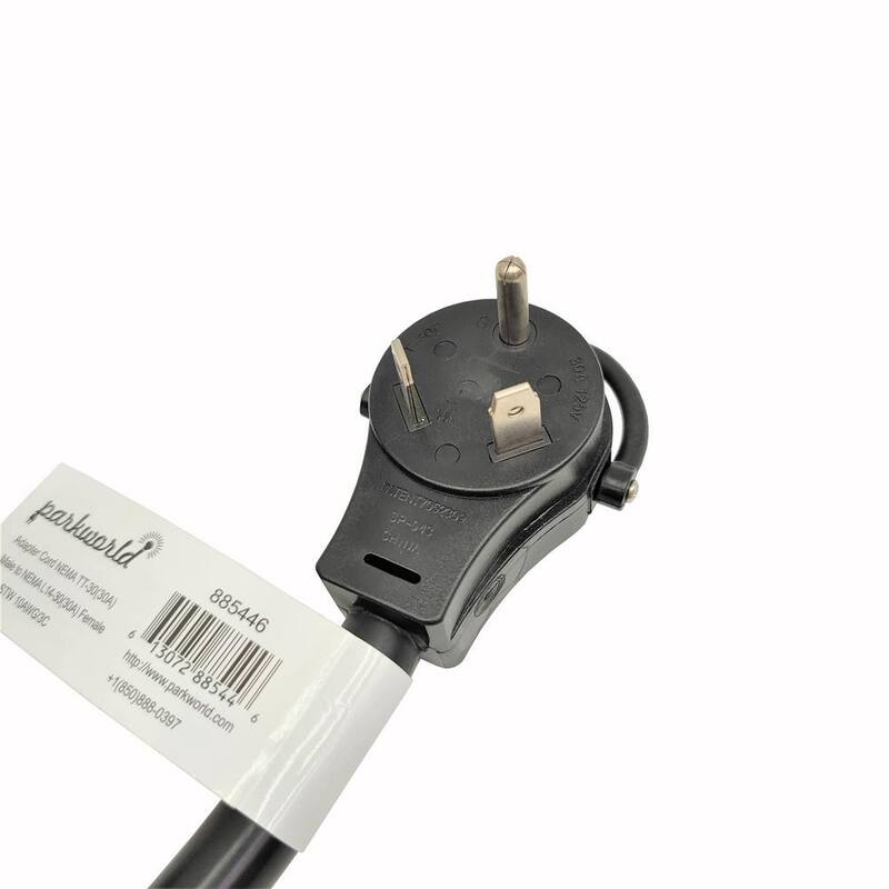 parkworld 36 ft. 10/3 3-Wire RV 30 Amp 125-Volt NEMA TT-30P Plug to Generator L14-30R Transfer Switch Adapter Cord(2-Hots Bridged) - 885446C