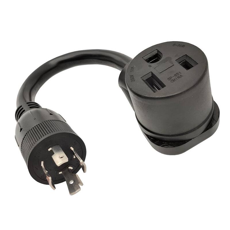 parkworld 1 ft. 10/3 3-Wire 20 Amp Generator 4-Prong Locking Plug NEMA L14-20P to 50 Amp 250-Volt 6-50R Werlder Adapter Cord - 691920