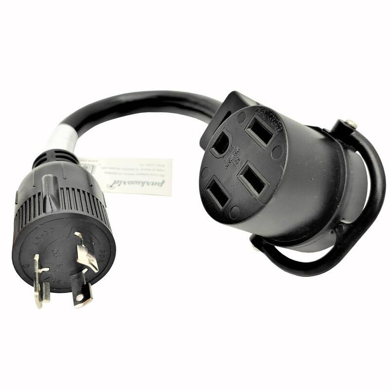 parkworld 1 ft. 10/3 Generator 30 Amp 3-Prong Locking L5-30P Plug to 50 Amp 4-Prong 14-50R Adapter cord(2-Hots Bridged) FOR RVs - 691869