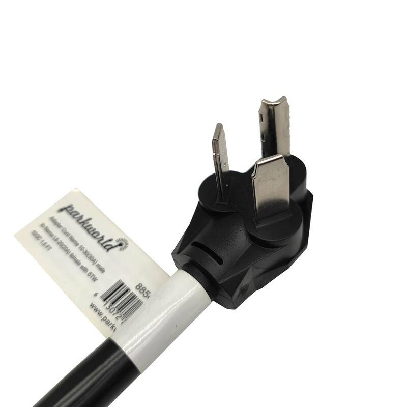 parkworld 1.5 ft. 10/3 3-Wire 30 Amp Dryer 3-Prong NEMA 10-30P Plug to Generator 3-Prong Locking L6-20R Adapter Cord - 885422