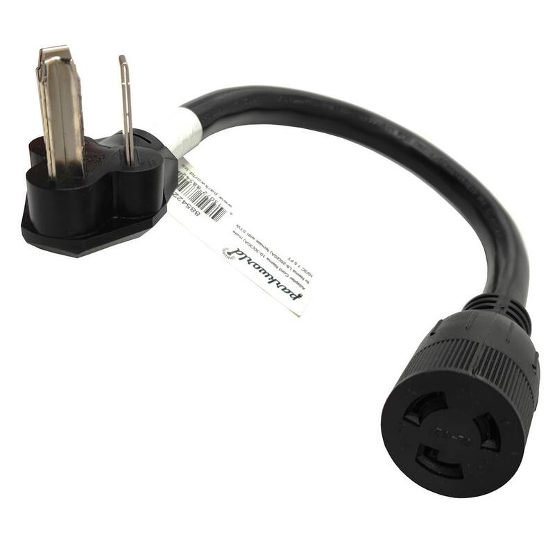 parkworld 1.5 ft. 10/3 3-Wire 30 Amp Dryer 3-Prong NEMA 10-30P Plug to Generator 3-Prong Locking L6-20R Adapter Cord - 885422