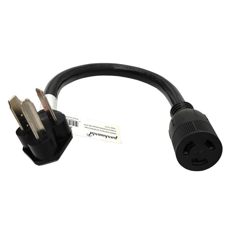 parkworld 1.5 ft. 10/3 3-Wire 30 Amp Dryer 3-Prong NEMA 10-30P Plug to Generator 3-Prong Locking L6-20R Adapter Cord - 885422