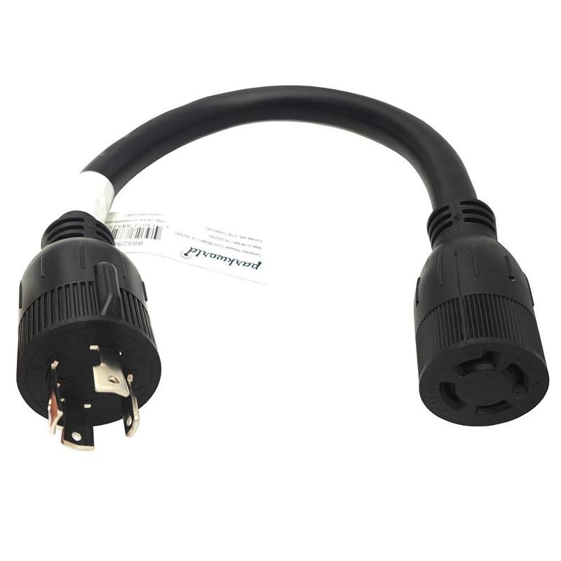 parkworld 1 ft. 10/4 4-Wire Generator 30 Amp 125/250-Volt 4-Prong L14-30P Plug to 20 Amp 4-Prong L14-20R Receptacle Adapter Cord - 885255
