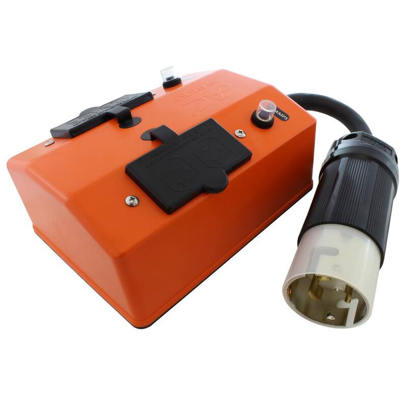 AC WORKS 1.5 ft. 50 Amp 125-Volt/250-Volt SS2-50P/CS6365 Plug to PDU Outlet Box (GFCI and Breakers) - SS2PDU-018