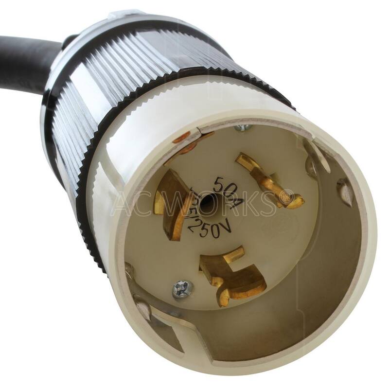 AC WORKS 1.5 ft. 50 Amp 125-Volt/250-Volt SS2-50P/CS6365 Plug to PDU Outlet Box (GFCI and Breakers) - SS2PDU-018