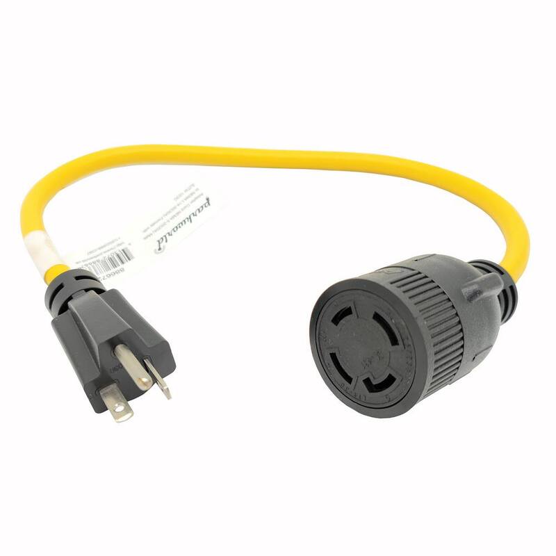 parkworld 2 ft. 12/3 3-Wire 20 Amp 125-Volt NEMA 5-20P to L14-30R Generator Adapter Cord - 886672