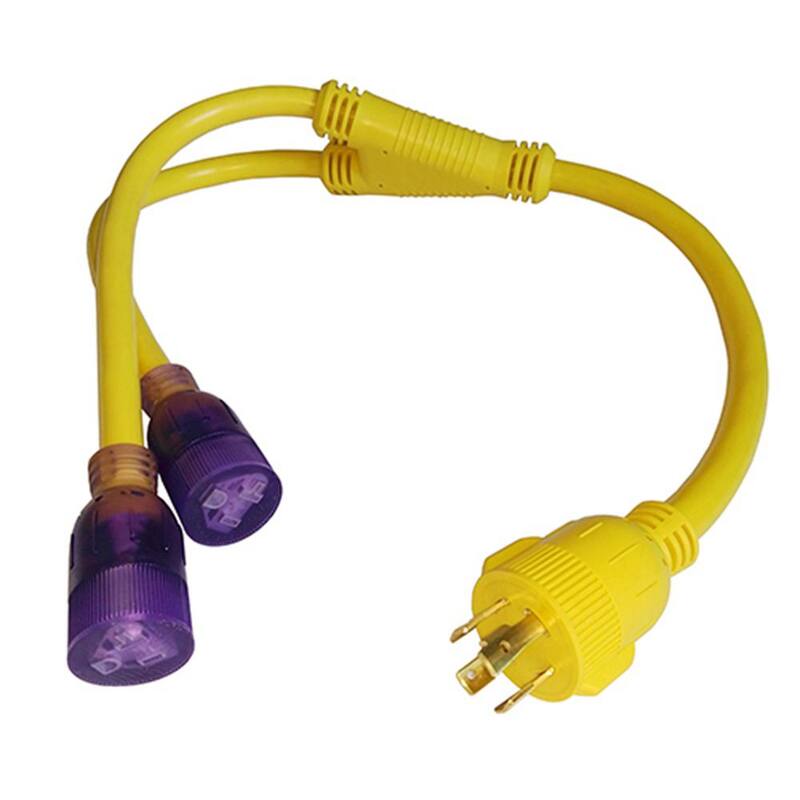 parkworld 3 ft. 10/4 4-Wire Generator Y Adapter Cord 30 Amp 125-Volt NEMA L14-30P Plug to 2x 5-20/15R Receptacle Y Splitter - 692323