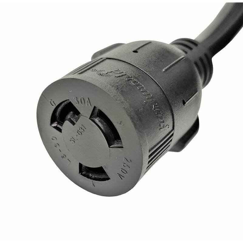 parkworld 25 ft. 10/3 3-Wire 50 Amp Generator/RV/Range 14-50P Plug to 3-Prong 30 Amp 250-Volt Locking L6-30R Female Adapter Cord - 60424A