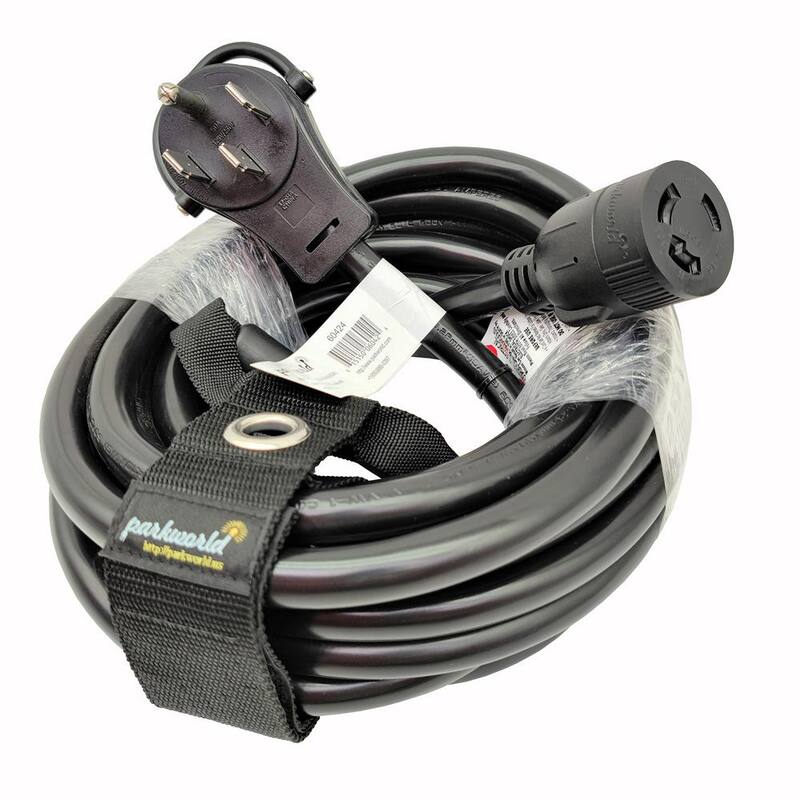 parkworld 25 ft. 10/3 3-Wire 50 Amp Generator/RV/Range 14-50P Plug to 3-Prong 30 Amp 250-Volt Locking L6-30R Female Adapter Cord - 60424A