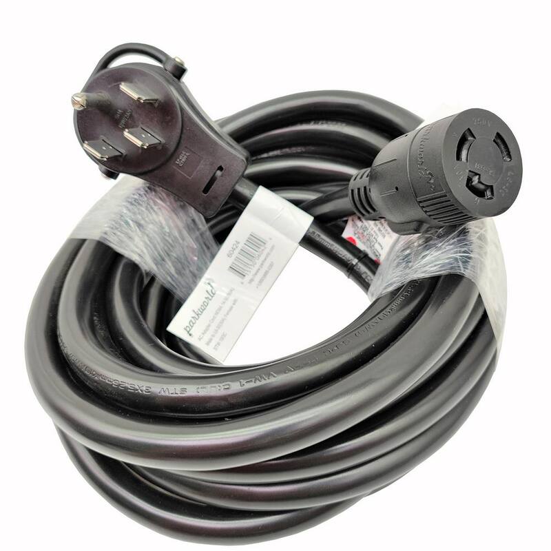 parkworld 25 ft. 10/3 3-Wire 50 Amp Generator/RV/Range 14-50P Plug to 3-Prong 30 Amp 250-Volt Locking L6-30R Female Adapter Cord - 60424A