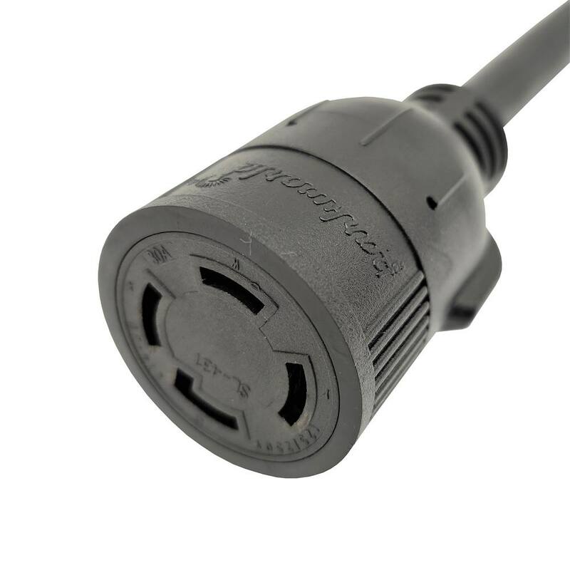 parkworld 1.5 ft. 10/3 3-Wire Household 15 Amp 125-Volt NEMA 5-15P Plug to Generator 3-Prong Locking L14-30R Adapter Cord - 885477A