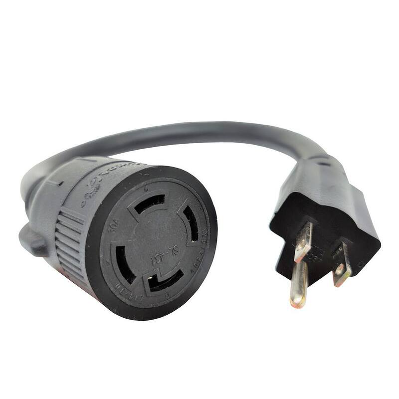 parkworld 1.5 ft. 10/3 3-Wire Household 15 Amp 125-Volt NEMA 5-15P Plug to Generator 3-Prong Locking L14-30R Adapter Cord - 885477A