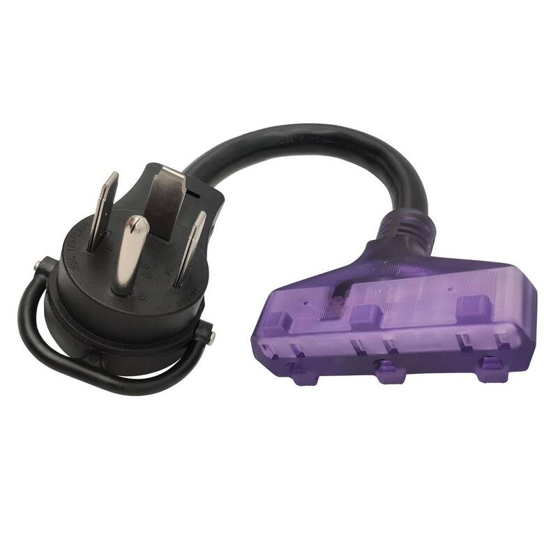 parkworld 1.5 ft. 10/3 3-Wire 125/250-Volt NEMA 14-60P Plug to (3) 5-15R Tri-Outlets Generator Adapter Cord - 61957