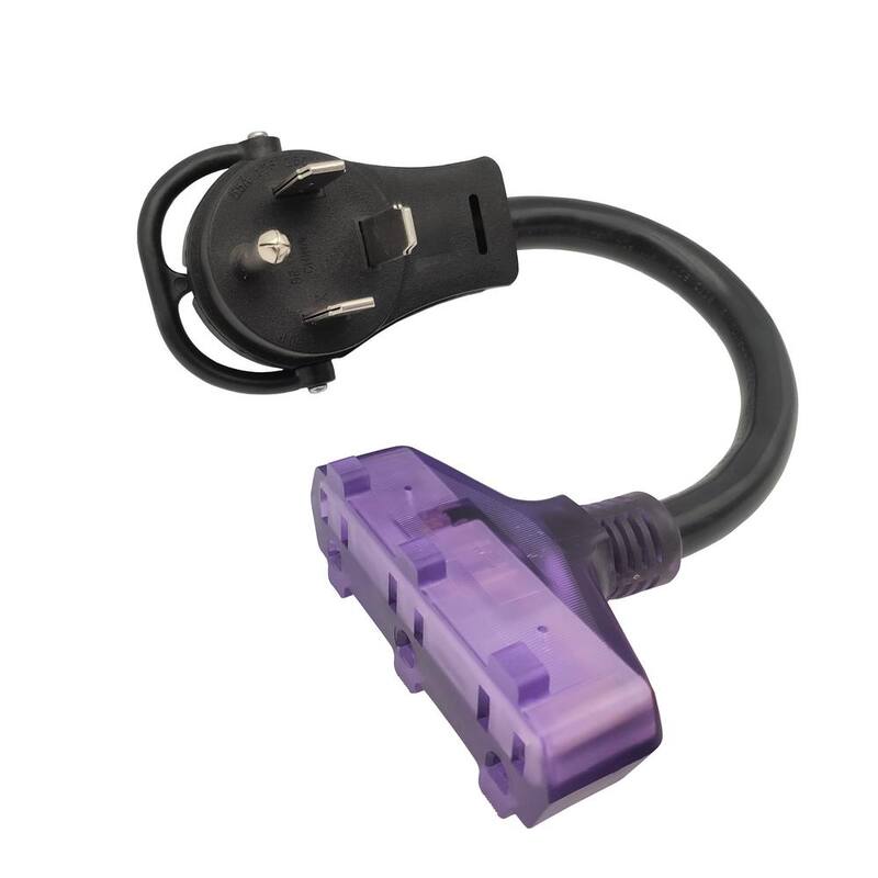 parkworld 1.5 ft. 10/3 3-Wire 125/250-Volt NEMA 14-60P Plug to (3) 5-15R Tri-Outlets Generator Adapter Cord - 61957