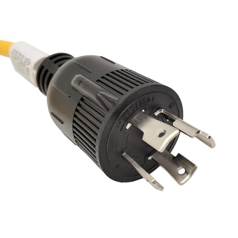 parkworld 4 ft. 12/3 3-Wire 30 Amp 125-Volt Generator 4-Prong Locking NEMA L14-30P to 3x 5-15R Tri-Outlets Adapter Cord - 61421