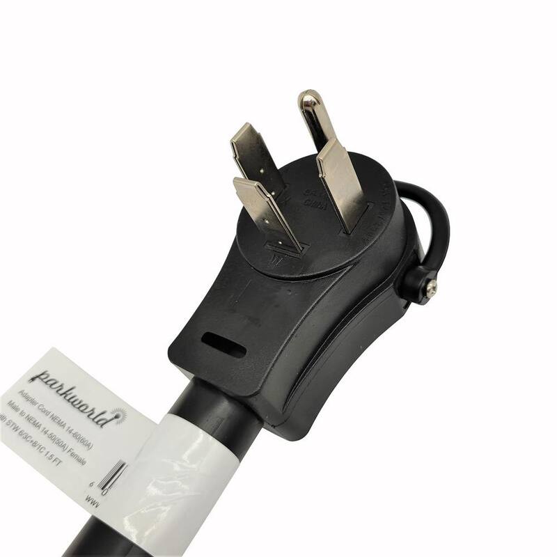 Parkworld 1.5 ft. STW 6/3 Plus 8/1 4-Wire Industrial/Commercial NEMA 14-60P Plug to 14-50R Generator/EV Adapter Cord - 692378