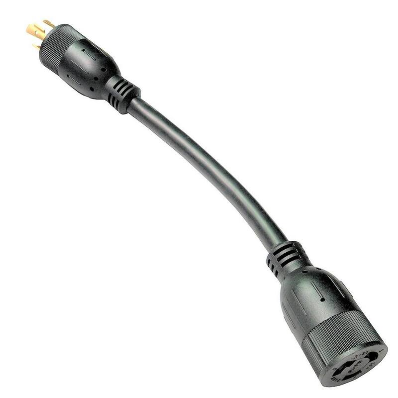 parkworld 1 ft. 10/3 3-Wire Generator 20 Amp 125/250-Volt 4-Prong Locking NEMA L14-20P to 3-Prong L6-20R Receptacle Adapter Cord - 885231