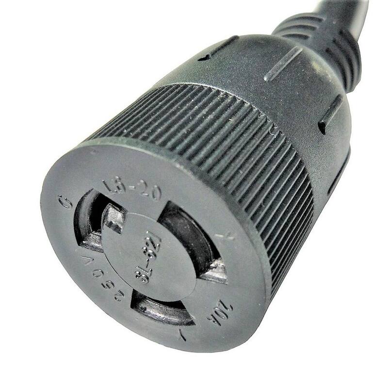 parkworld 1 ft. 10/3 3-Wire Generator 20 Amp 125/250-Volt 4-Prong Locking NEMA L14-20P to 3-Prong L6-20R Receptacle Adapter Cord - 885231
